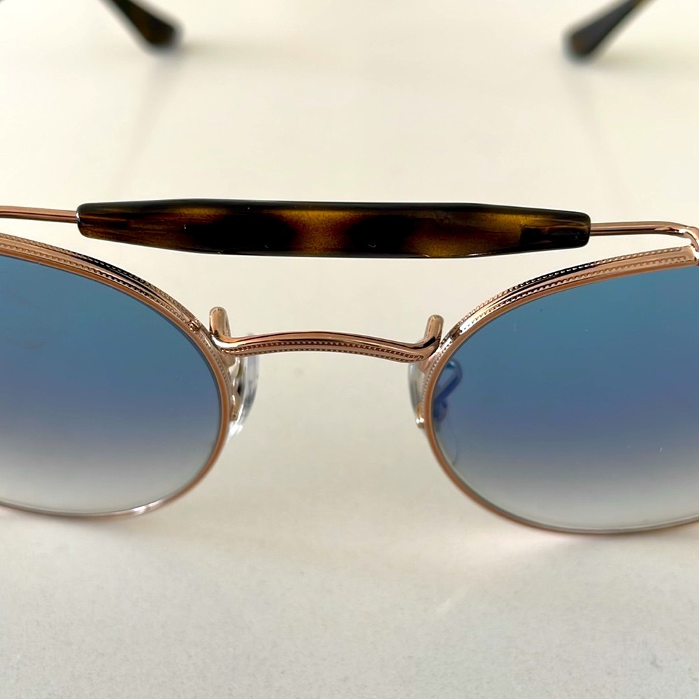 Ray-Ban Rose Gold Tone Sunglasses w/ Blue Ombre Lens & Tortoise Accents - Picture 10 of 16